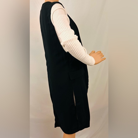 LUSH - Black Sleeveless Long  Open Front Polyester Vest with Side Slits … - Picture 7 of 11